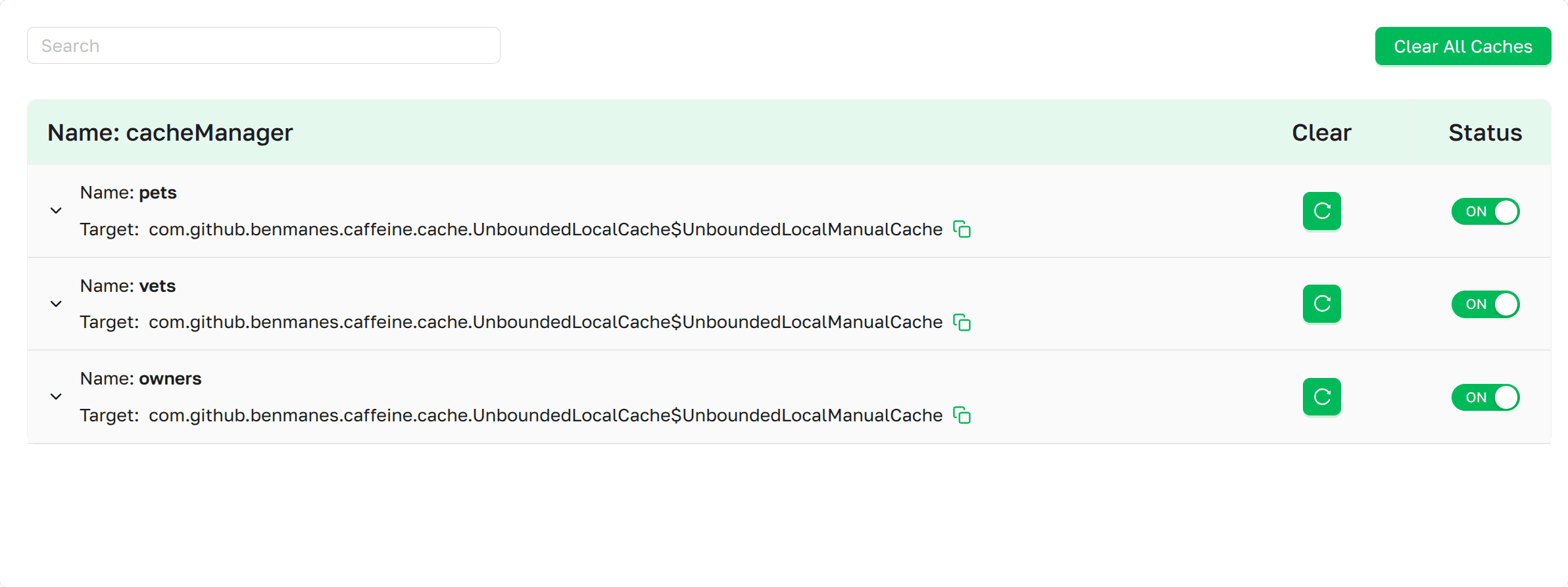 caches main page