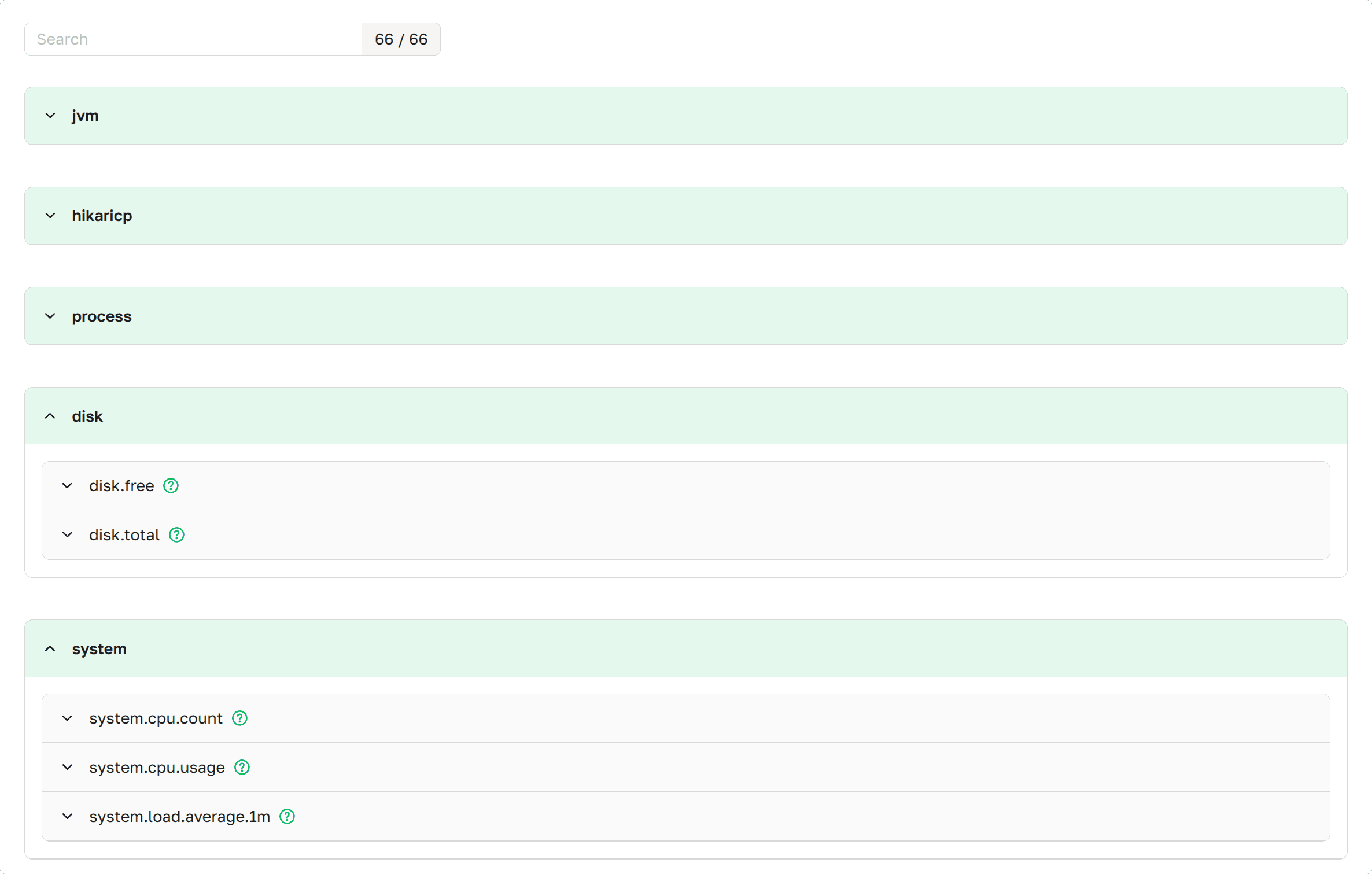 metrics main page