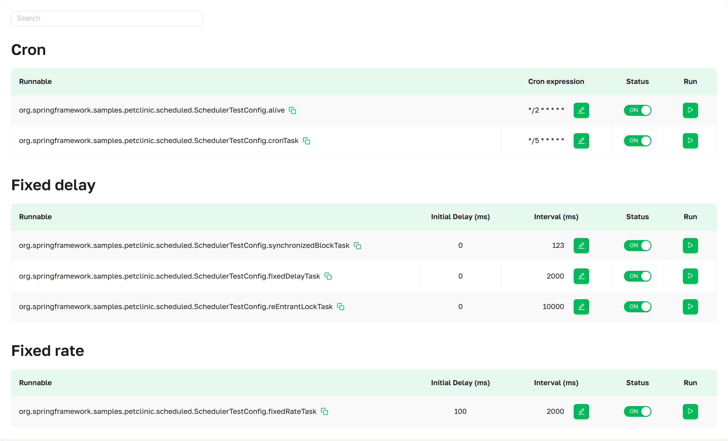 scheduled tasks main page